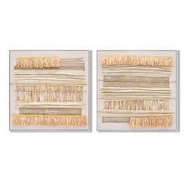 DKD Home Decor Cuadro Lienzo MDF Boho Surtido de 2 Unidades 82x82x4,5 cm