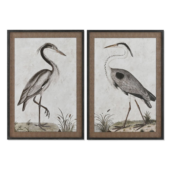 DKD Home Decor Cuadro Abeto Cristal Garza Surtido de 2 Unidades (70x100 cm) de Estilo Oriental