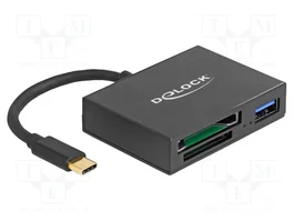 DeLOCK 91711 Lector de tarjetas USB-C para XQD y SD con puerto USB 5 Gbps Tipo-A