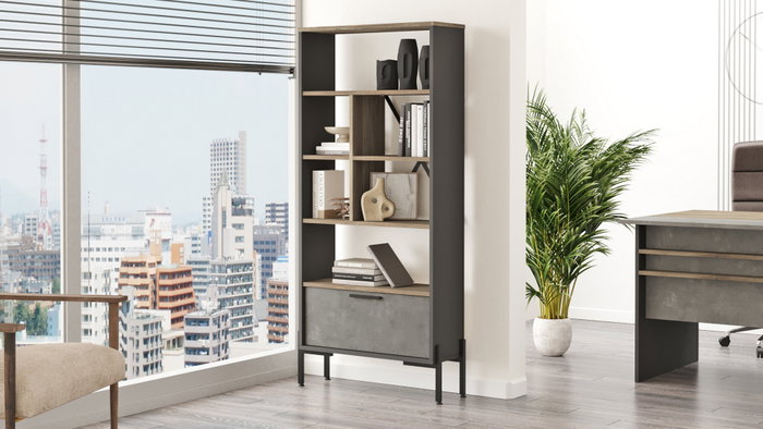 Hanah Home Vs4-Cga Estantería Moderna e Industrial, 75.5x160.8x44.5 cm