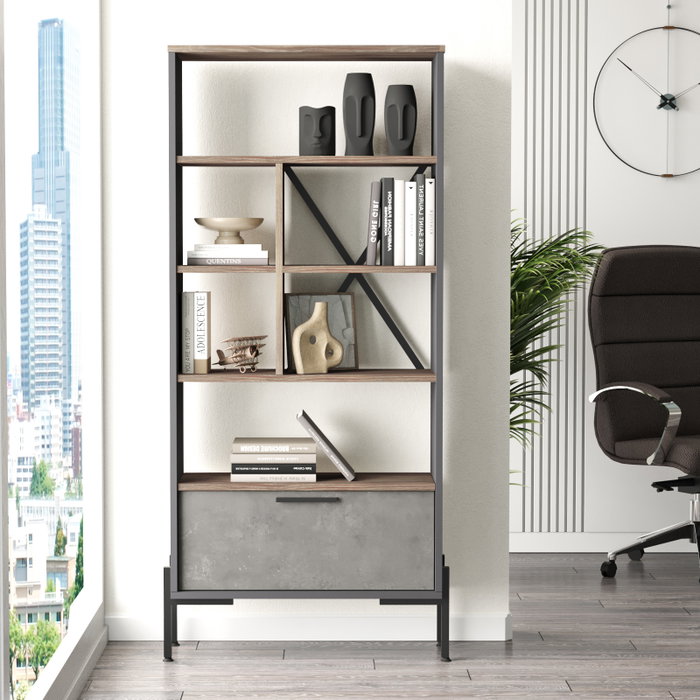 Hanah Home Vs4-Cga Estantería Moderna e Industrial, 75.5x160.8x44.5 cm