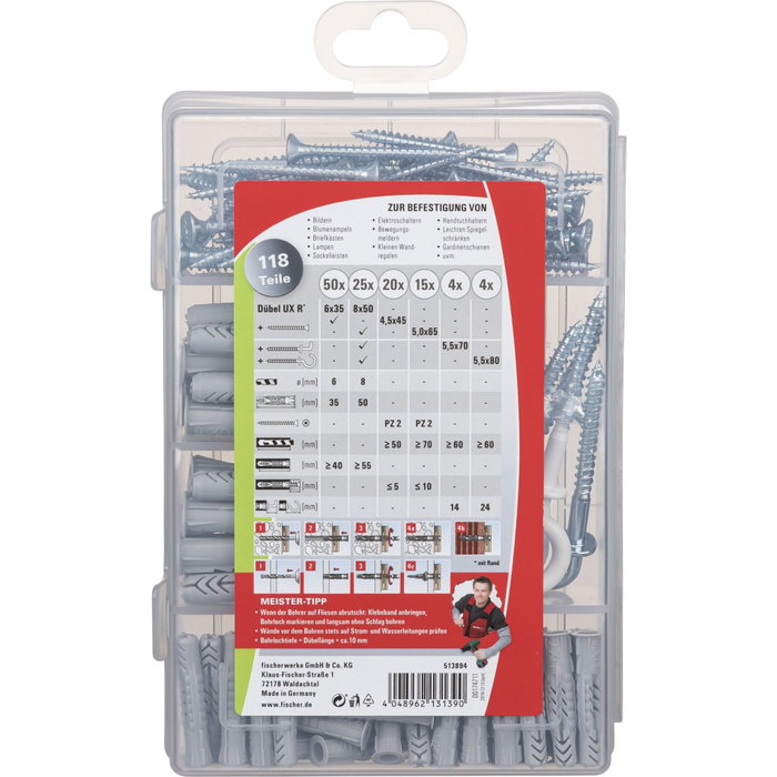 Fischer MeisterBox UX con tornillos y ganchos