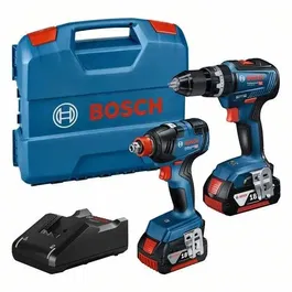 Bosch Professional GDX 18V-200 + GSB 18V-55 Kit 2 Herramientas Inalámbricas con Percusión 2x4.0AH Gal 18V-40 L-Case