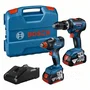 Bosch Professional GDX 18V-200 + GSB 18V-55 Kit 2 Herramientas Inalámbricas con Percusión 2x4.0AH Gal 18V-40 L-Case