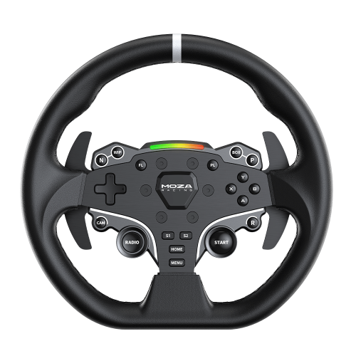 MOZA RACING Volante + Pedales RS20 Negro, Aluminio, Cuero, Acero, PC, Alámbrico
