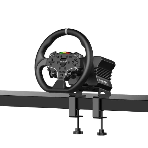 MOZA RACING Volante + Pedales RS20 Negro, Aluminio, Cuero, Acero, PC, Alámbrico
