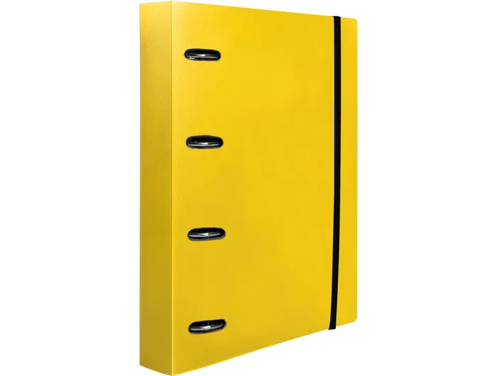 Liderpapel Carpeta con Recambio A4 Cuadro 5mm 100 Hojas 80g Polipropileno 4 Anillas 40mm Amarillo Fluor