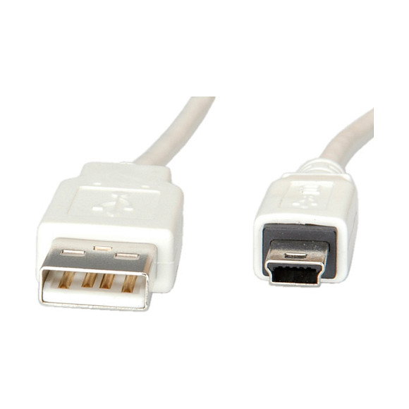 VALUE Cable USB 2.0 con conector USB A y Mini-USB B, 0,8 m, Blanco VALUE Cable USB 2.0 con conector USB A y Mini-USB B, 0,8 m, Blanco