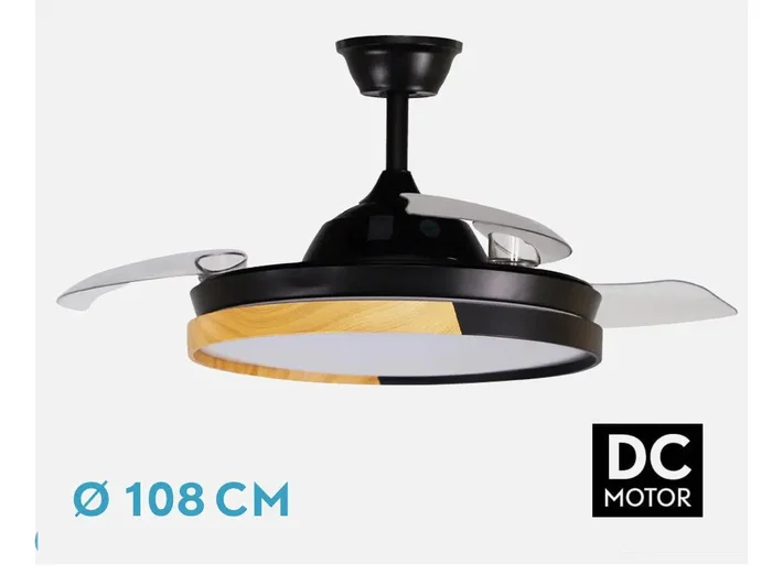Emperador Ventilador DC 72w Negro/Haya 3 Aspas Desplegables 108cm 7200lm 3000-4000-6000k Emperador Ventilador DC 72w Negro/Haya 3 Aspas Desplegables 108cm 7200lm 3000-4000-6000k