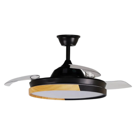 Fabrilamp Ventilador Emperador 72W Negro/Haya 3 Aspas Desplegables 7200lm Control Remoto Temporizador Memoria