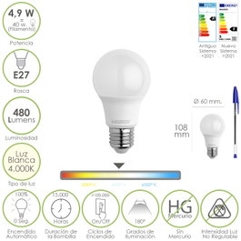 MAURER Bombilla LED Estándar E27 4,9W 480lm 4000K