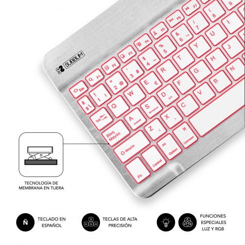 Subblim Smart Backlit BT Keyboard Silver SUB-KBT-SMBL30