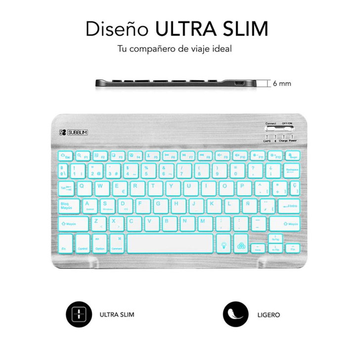 Subblim Smart Backlit BT Keyboard Silver SUB-KBT-SMBL30
