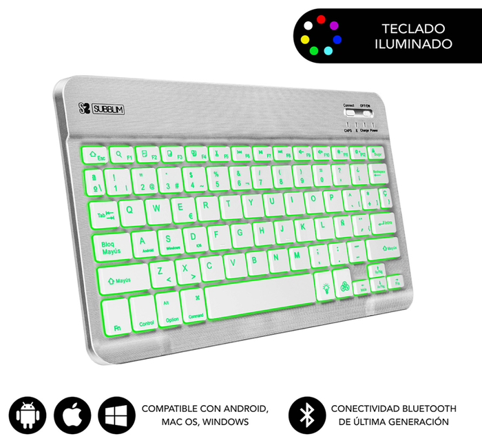 Subblim Smart Backlit BT Keyboard Silver SUB-KBT-SMBL30