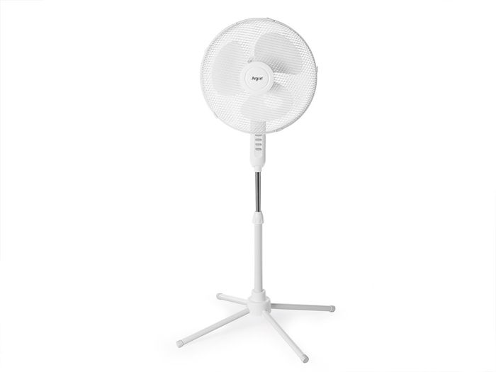 Argon Ventilador de Pie Blanco 45W con Función Oscilación 70°, Botones Grises, 70x106x70 cm