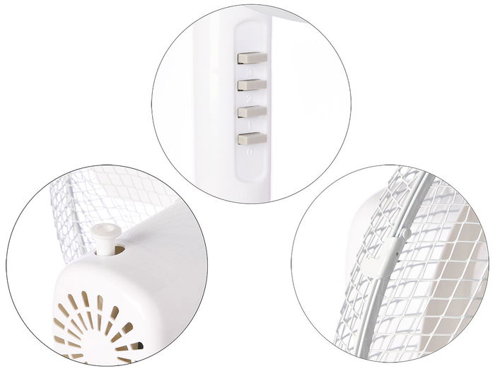 Argon Ventilador de Pie Blanco 45W con Función Oscilación 70°, Botones Grises, 70x106x70 cm