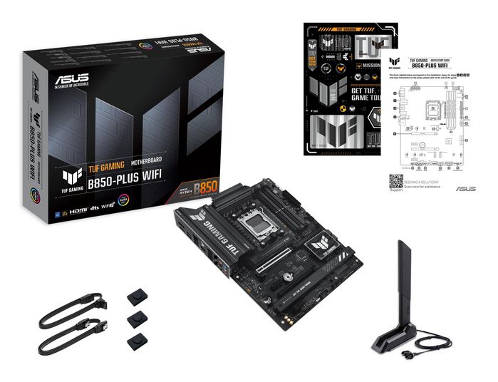 ASUS TUF GAMING B850-PLUS WIFI, Chipset AMD B850, Socket AM5, ATX, Negro ASUS TUF GAMING B850-PLUS WIFI, Chipset AMD B850, Socket AM5, ATX, Negro