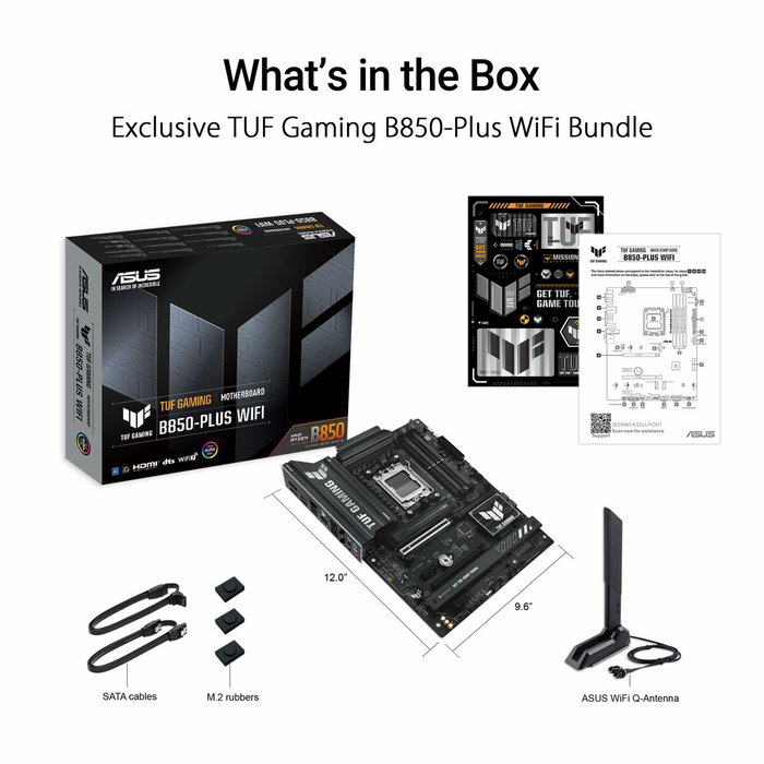 ASUS TUF GAMING B850-PLUS WIFI, Chipset AMD B850, Socket AM5, ATX, Negro ASUS TUF GAMING B850-PLUS WIFI, Chipset AMD B850, Socket AM5, ATX, Negro