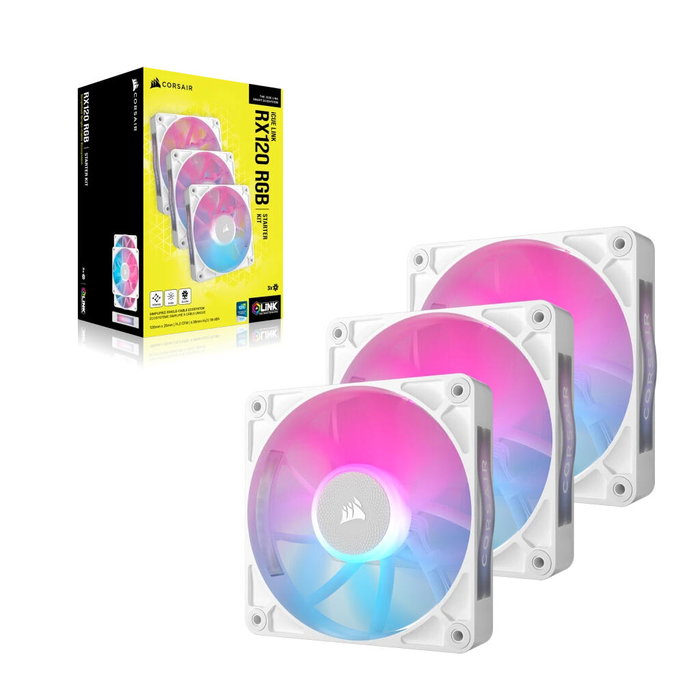 Corsair RX120 RGB iCUE LINK Ventilador Blanco Triple Pack