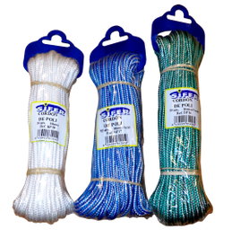 Cuerda de cordón de polipropileno 5 mm x 15 metros blanco/azul