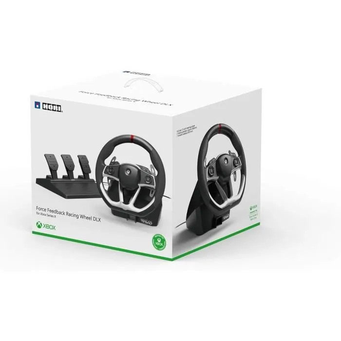 Hori Volante de Carreras DLX - Force Feedback - Compatible Xbox Series X|S - Pedales Tamaño Completo - Sujeción Resistente - HOR4961818034686