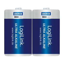 LogiLink Baterías Ultra Power Alkaline LR20, 2 unidades en blíster