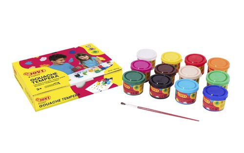 Jovi Estuche de Témpera Gouache con 12 Botes de 35 ml y Pincel