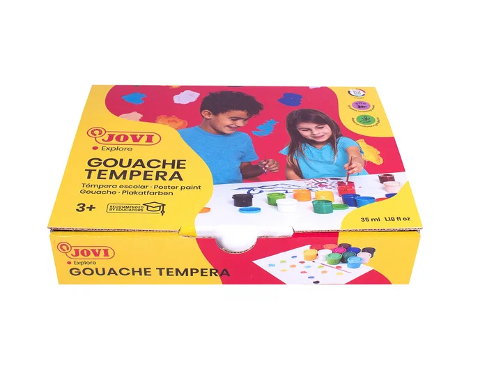 Jovi Estuche de Témpera Gouache de 12 Botes de 35 ml con Pincel