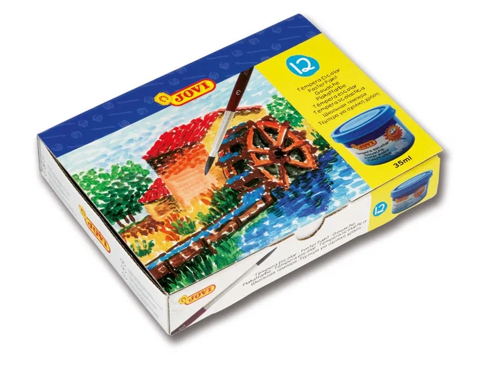 Jovi Estuche de Témpera Gouache con 12 Botes de 35 ml y Pincel