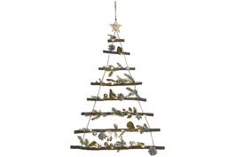 DKD Home Decor Decoración Colgante Navidad Moderna Dorado Verde 6 x 80 x 58 cm (2 Unidades)