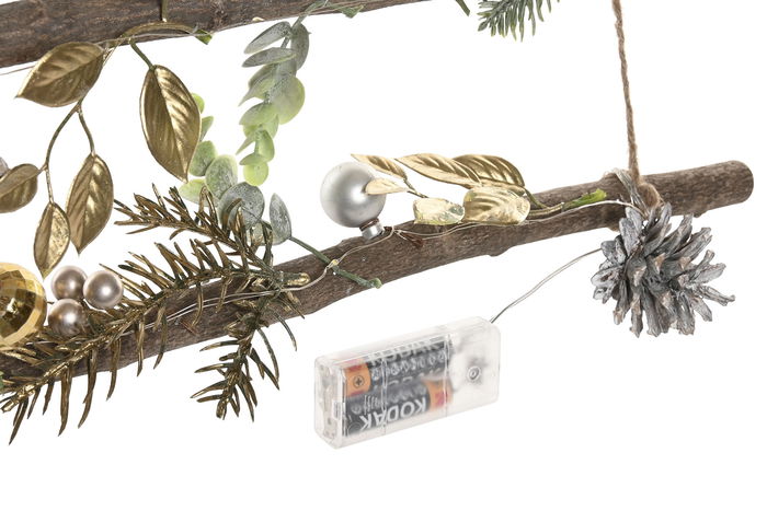 DKD Home Decor Decoración Colgante Navidad Moderna Dorado Verde 6 x 80 x 58 cm (2 Unidades)