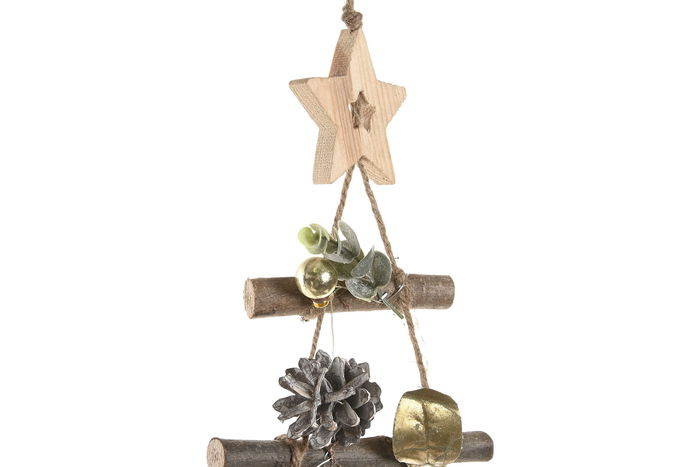 DKD Home Decor Decoración Colgante Navidad Moderna Dorado Verde 6 x 80 x 58 cm (2 Unidades)