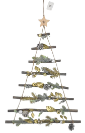 DKD Home Decor Decoración Colgante Navidad Moderna Dorado Verde 6 x 80 x 58 cm (2 Unidades)