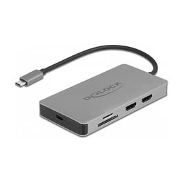DeLOCK Docking Station USB Tipo C 4K - Dual HDMI MST, USB 3.2, Lector SD, Puerto LAN, PD 3.0 (85W), Gris - Plug and Play, HDR