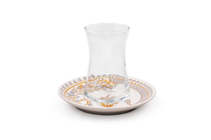 Hermia D6 Juego de Taza de Té Porcelana y Cristal 165ml