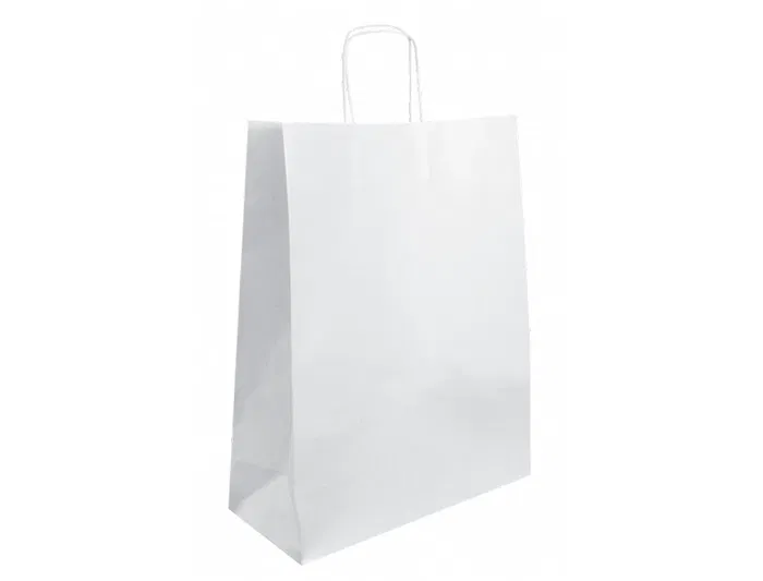 Blanca Bolsa Kraft Celulosa Blanco Asa Retorcida Tamaño L 320x140x400 mm 90 gr