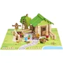 Jeujura JEU1716411992740 Juego de Construcción en Madera Natural para Hogar y Jardín, Tapete y Accesorios Incluidos, 32x27x11 cm