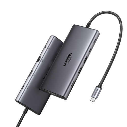 UGREEN 45520 Hub USB-C 11-en-1 a 3x USB-C/2x USB-A/HDMI/VGA/RJ45/SD/TF/3.5mm Gris UGREEN 45520 Hub USB-C 11-en-1 a 3x USB-C/2x USB-A/HDMI/VGA/RJ45/SD/TF/3.5mm Gris