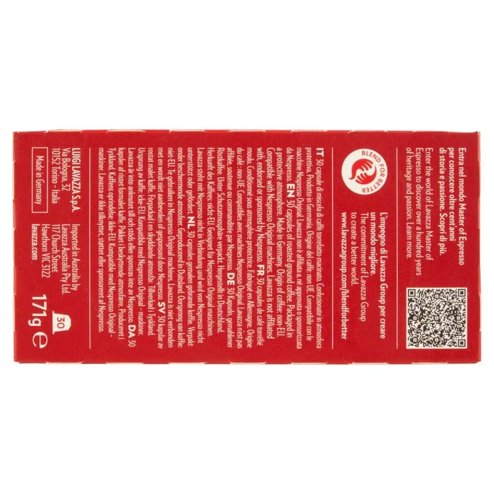 Lavazza Qualità Rossa Cápsulas Café Tueste Medio para Nespresso, Paquete de 30 Cápsulas