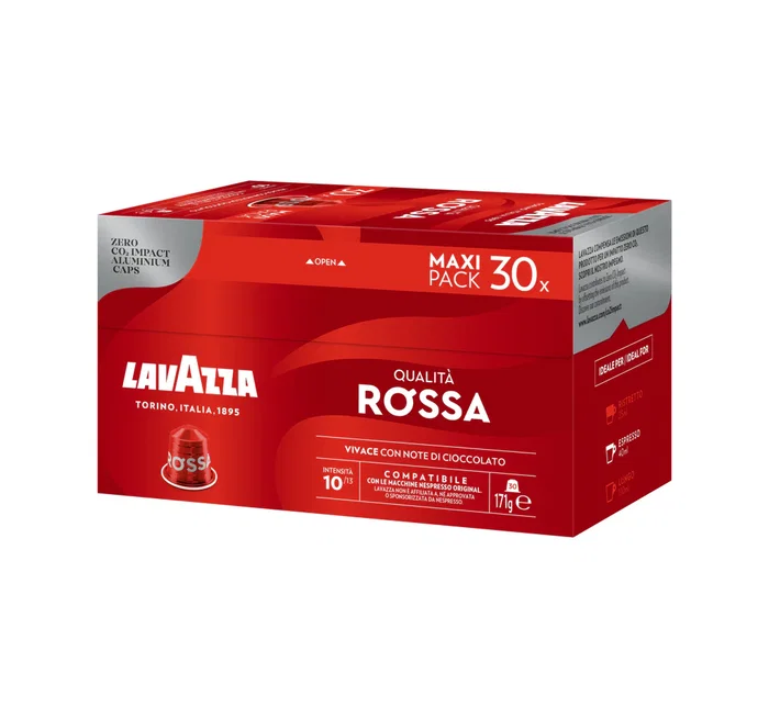 Lavazza Qualità Rossa Cápsulas Café Tueste Medio para Nespresso, Paquete de 30 Cápsulas