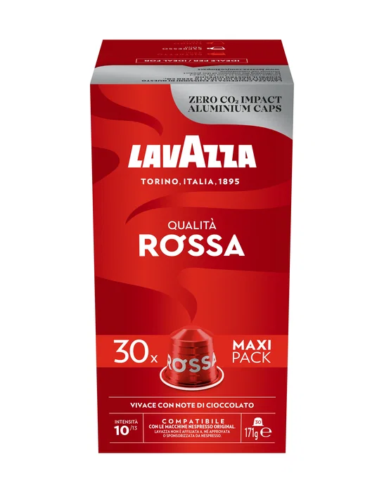 Lavazza Qualità Rossa Cápsulas Café Tueste Medio para Nespresso, Paquete de 30 Cápsulas