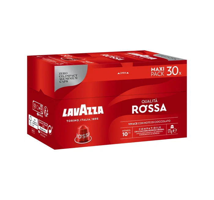 Lavazza Qualità Rossa Cápsulas Café Tueste Medio para Nespresso, Paquete de 30 Cápsulas