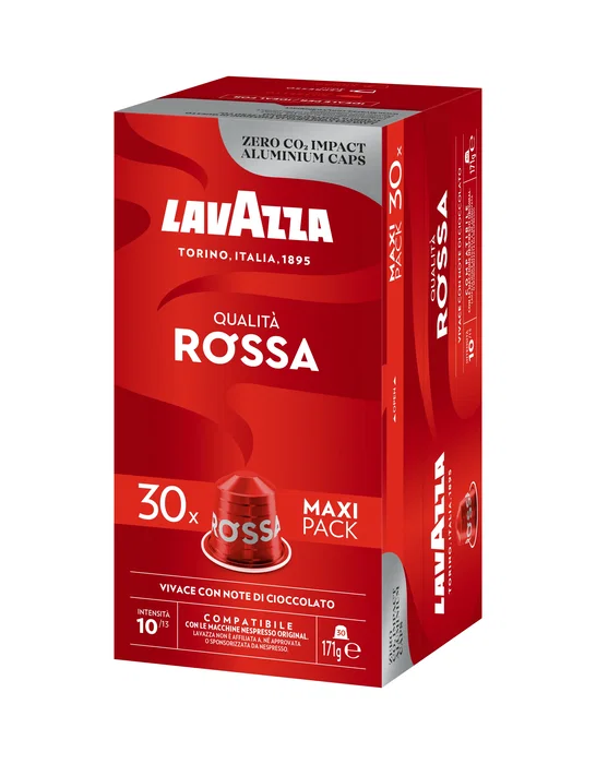 Lavazza Qualità Rossa Cápsulas Café Tueste Medio para Nespresso, Paquete de 30 Cápsulas