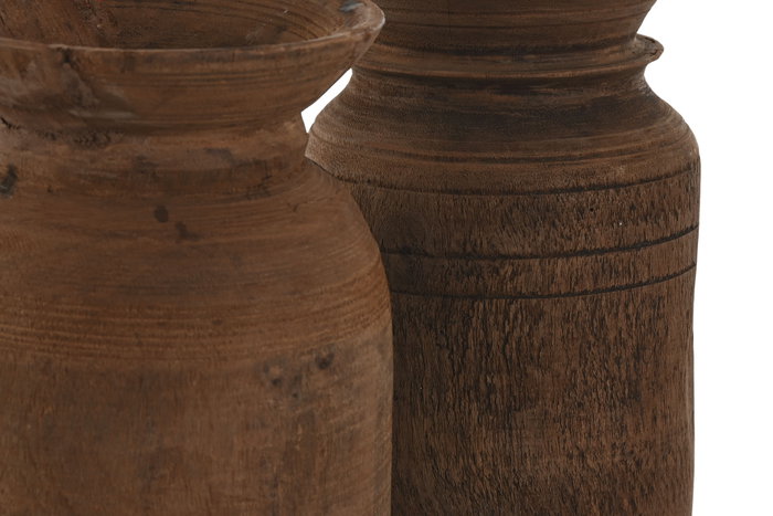DKD Home Decor Jarrón de Madera Nepal Surtido Natural