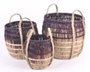 DKD Home Decor Set de 3 Cestas de Seagrass 39x39x41 cm Lila y Natural
