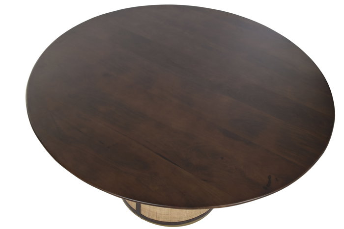 DKD Home Decor Mesa Redonda Comedor Sixties Marron Oscuro Natural 130 x 77 x 130 cm