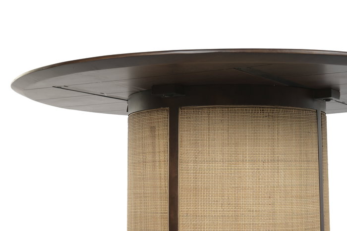 DKD Home Decor Mesa Redonda Comedor Sixties Marron Oscuro Natural 130 x 77 x 130 cm