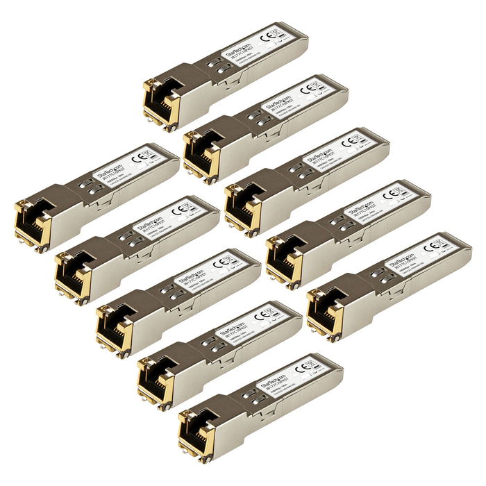 StarTech J8177C - Transceiver SFP Gigabit RJ45 1000Base-T Mini GBIC, Compatible con HP, Pack de 10 unidades