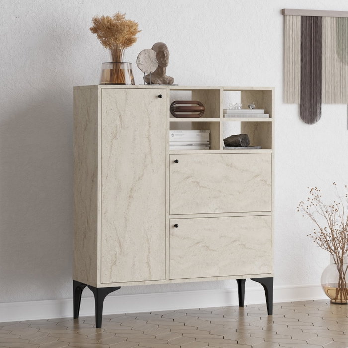 Hanah Home Consola Travertino Ancho 100 cm Alto 125 cm Profundidad 35 cm