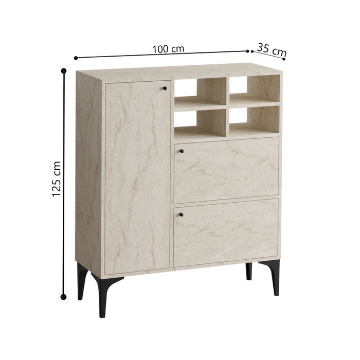 Hanah Home Consola Travertino Ancho 100 cm Alto 125 cm Profundidad 35 cm